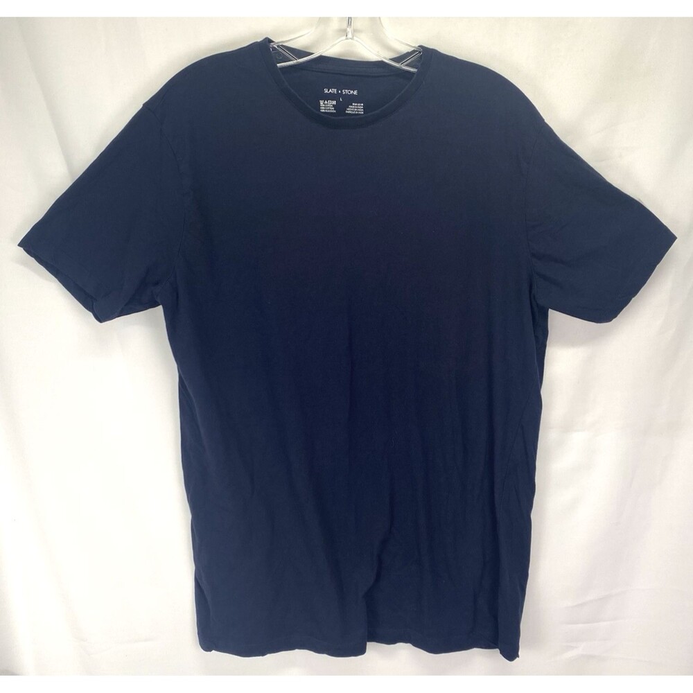 Slate & Stone Crew Neck T Shirt Blue 100% Cotton Size Large Stretch